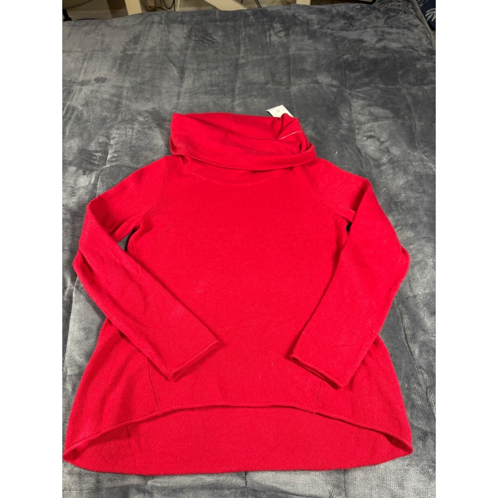 Chicos Red 100% Cashmere Cowl Neck High-Low Pullover Sweater Womens Size 0 NEW